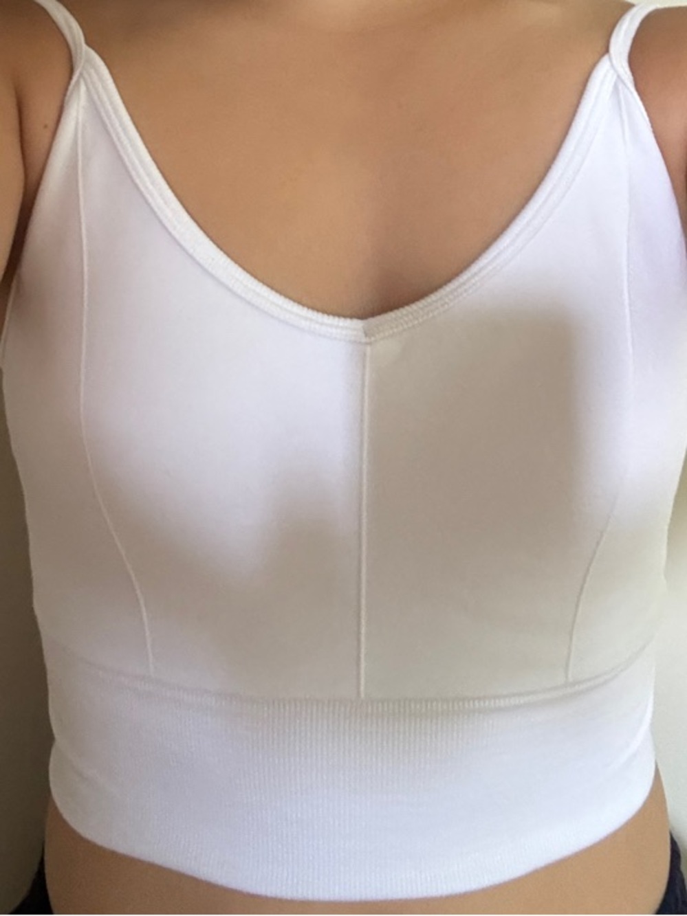 Yogalicious White Cropped Tank Top Spaghetti Straps